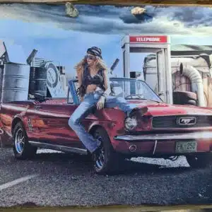 Plaque Vintage Ford Mustang Cabriolet 1965