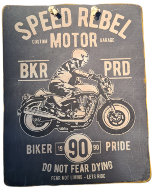 Plaque métallique "Speed Rebel Motor".