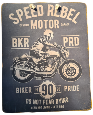 Plaque métallique "Speed Rebel Motor".