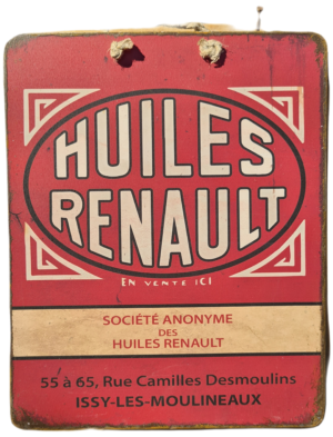 Plaque Métallique Huiles Renault