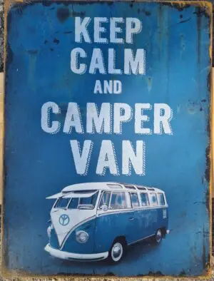 Plaque Métallique Vintage "Keep Calm and Camper Van
