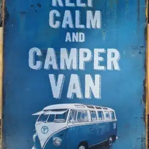 Plaque Métallique Vintage "Keep Calm and Camper Van"
