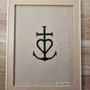 Tableau Brodé en Lin croix de camargue