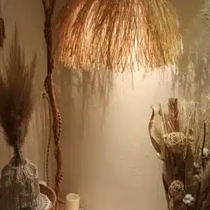 luminaire en raphia à franges