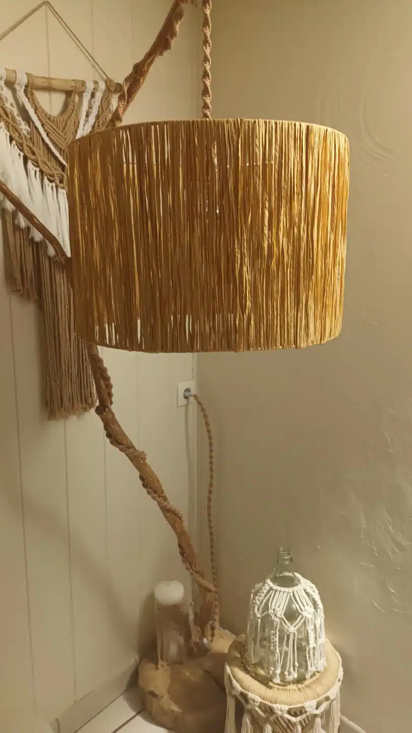 Abat jour cylindrique en raphia 2 Abat jour cylindrique en raphia – Image 2