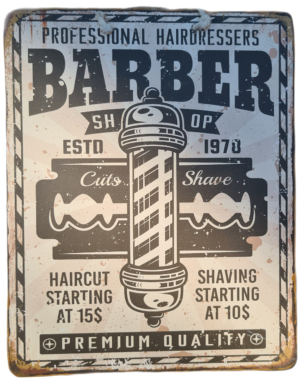 Plaque Métallique "Barber Shop ESDT 1978"