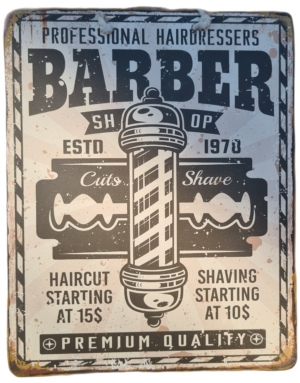 Plaque Métallique "Barber Shop ESDT 1978"