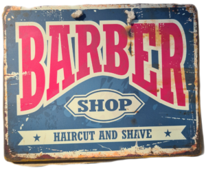 Plaque Métallique "Barber Shop - Haircut and Shave"