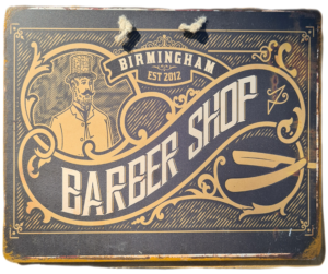Plaque Métallique "Barber Shop Birmingham"