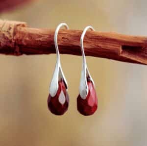 Boucles D'Oreilles Jaspe Rouge ou Améthyste