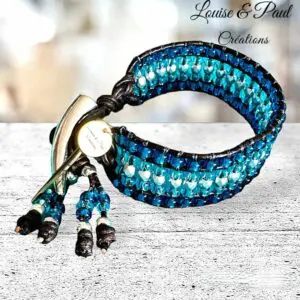 Bracelet Manchette bleu noeud Celtique L & P