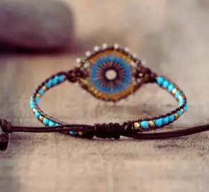 Bracelet Turquoise Perles Fantaisies et métalliques Cordon Vegan