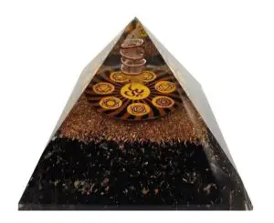 Pyramide Orgone Protection Cristal de Roche Tourmaline Noire