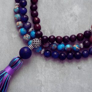 Collier Mala Jaspe, améthyste & Agate