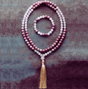 Collier Mala Quartz Rose & Rhodonite