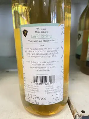 Vin blanc "Laški Rizling" Demi-sec, 1L - Cépage de Macédoine 2018