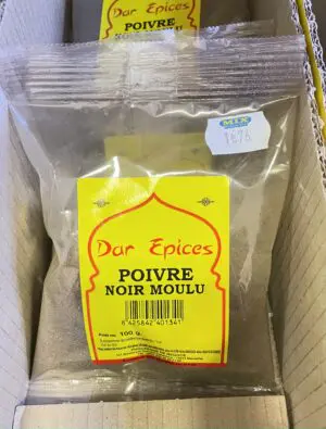 Poivre Noir Moulu - Sachet 100g