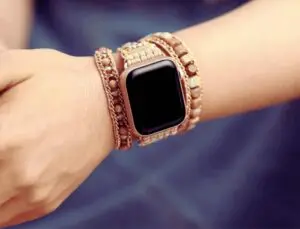 3 Wraps Bracelet Apple Watch Jaspe, Rhodonite 8 Cordon vegan