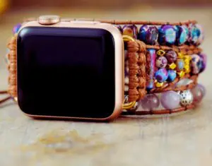 3 Wraps bracelet Apple Watch Jaspe Violet & Cordon vegan
