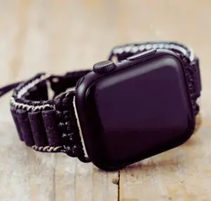 Bracelet Apple Watch Unisexe Pierre de Lave & cordon Vegan