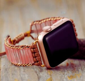 Bracelet Apple Watch Unisexe Quartz Rose & cordon Vegan