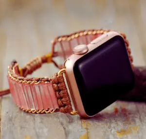 Bracelet Apple Watch Unisexe Quartz Rose & cordon Vegan