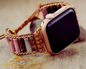 Bracelet Apple Watch Unisexe Rhodonite & cordon Vegan