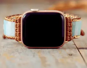 Bracelet Apple Watch Unisexe Amazonite & cordon Vegan