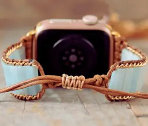 Bracelet Apple Watch Unisexe Amazonite & cordon Vegan
