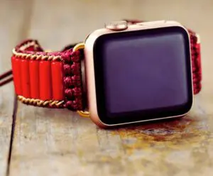 Bracelet Apple Watch Unisexe Jaspe Rouge 8 cordon Vegan