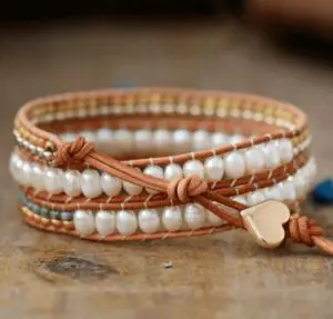 Wraps Bracelets en Cuir Perles d'eau douce