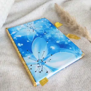 Carnet en tissu FLEUR BLEUE