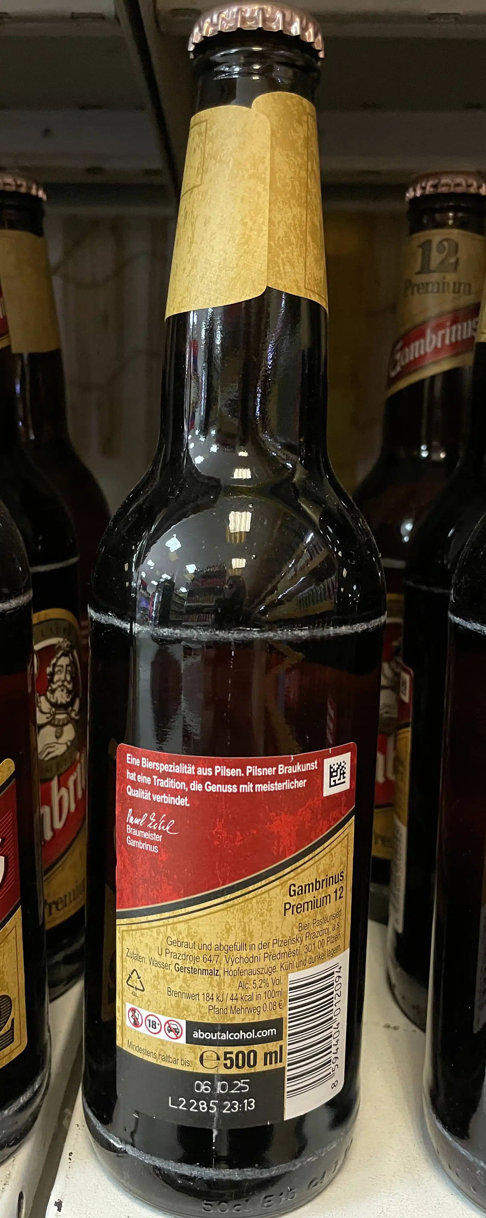 Bière tchèque Gambrinus Premium 12 2 Bière tchèque Gambrinus Premium 12 – Image 2