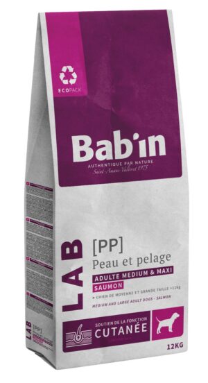 BAB'IN LAB MEDIUM & MAXI ADULTE PEAU & PELAGE SAUMON 12 KG
