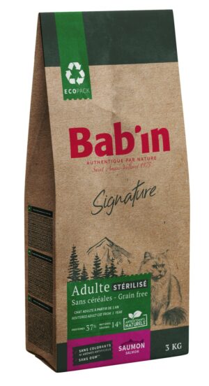 BAB'IN SIGNATURE CHAT ADULTE STERILISE SANS CEREALE SAUMON 6KG