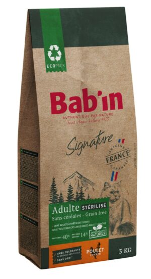 BAB'IN SIGNATURE CHAT ADULTE STERILISE SANS CEREALES POULET 6 KG