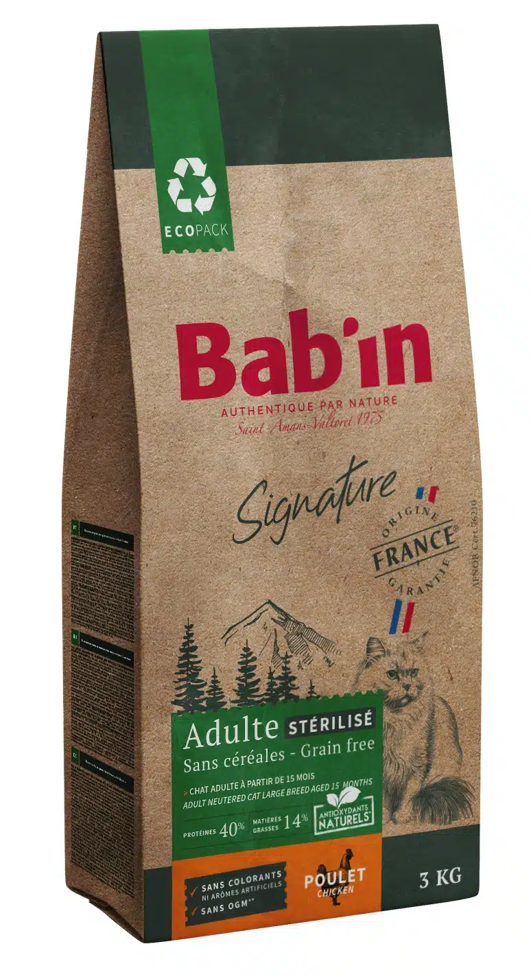 BAB'IN SIGNATURE CHAT ADULTE STERILISE SANS CEREALES POULET 6 KG 1 BAB'IN SIGNATURE CHAT ADULTE STERILISE SANS CEREALES POULET 6 KG