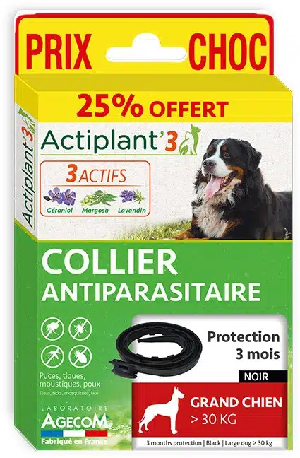 COLLIER ANTIPARASITAIRE POUR GRAND CHIEN - NOIR 1 COLLIER ANTIPARASITAIRE POUR GRAND CHIEN - NOIR