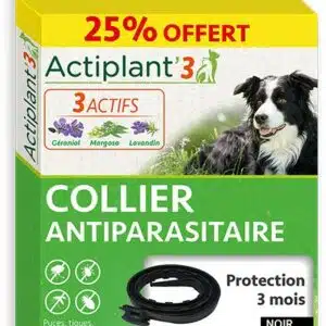 COLLIER ANTIPARASITAIRE POUR MOYEN CHIEN - NOIR