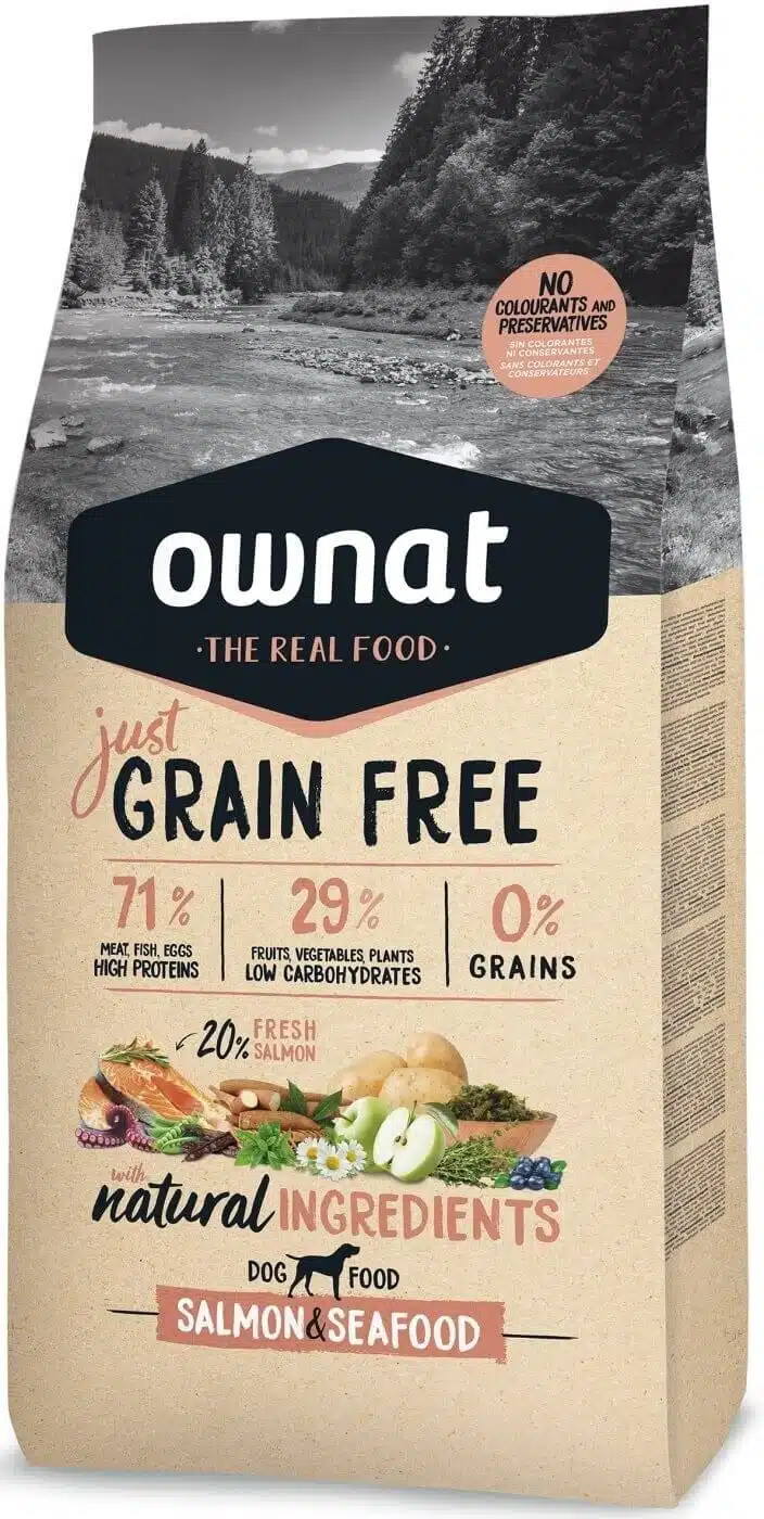 OWNAT JUST CHIEN GRAIN FREE SALMON & SEAFOOD 14KG 1 OWNAT JUST CHIEN GRAIN FREE SALMON & SEAFOOD 14KG