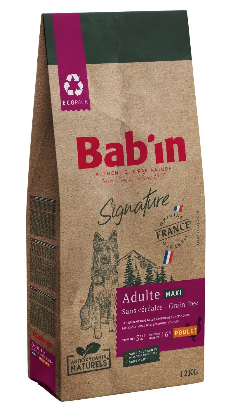 BAB'IN SIGNATURE SANS CEREALES MAXI ADULTE POULET 12 KG 1 BAB'IN SIGNATURE SANS CEREALES MAXI ADULTE POULET 12 KG