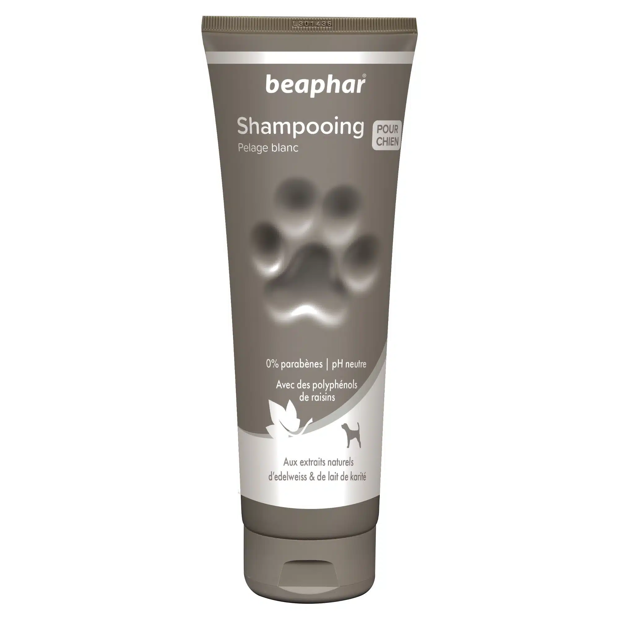 Shampooing premium pelage blanc pour chien 250ml 1 Shampooing premium pelage blanc pour chien 250ml