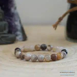 Bracelet Agate Feuille de Bambou – Sérénité et Stabilité