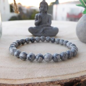 Bracelet Jaspe feuille d'argent