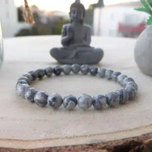 Bracelet Jaspe feuille d'argent