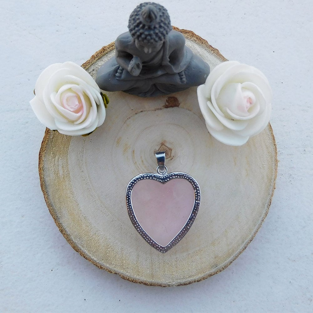 Pendentif Cœur Quartz Rose - Amour 4 Pendentif Cœur Quartz Rose - Amour – Image 4
