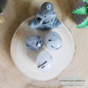 Pierre roulée Quartz Tourmaline - ondes magnétiques