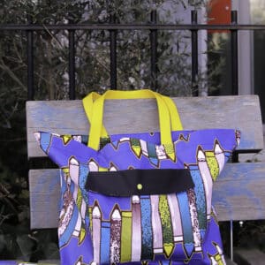 Sac cabas en wax motif crayon graphique