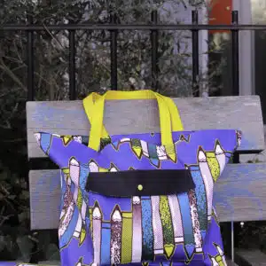 Sac cabas en wax motif crayon graphique