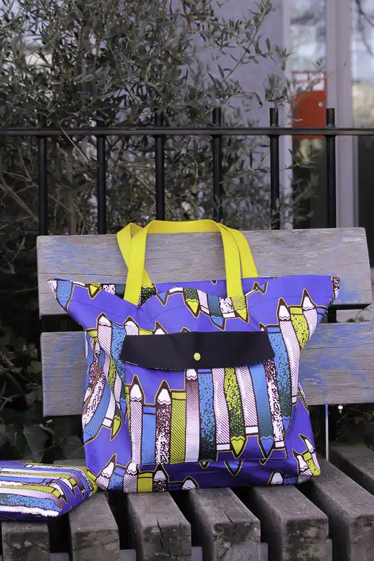 Sac cabas en wax motif crayon graphique 1 Sac cabas en wax motif crayon graphique